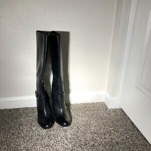 Ralph Lauren Bethan Black Leather Boots